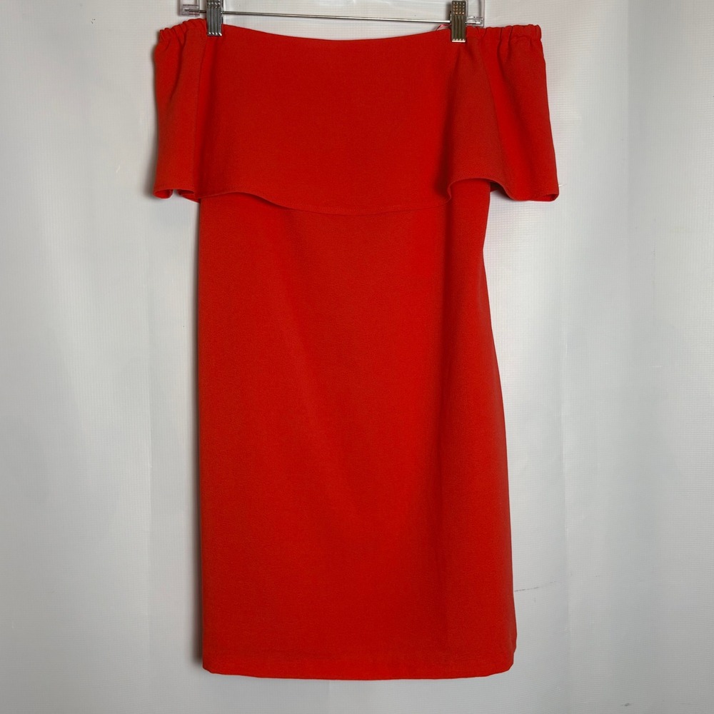 NWT Charles Henry Womens Off Shoulder Ruffle Dress Coral Red XS Bardot Bright